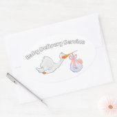 Baby Delivery Service Funny Midwife Stork Baby 楕円形シール (封筒)