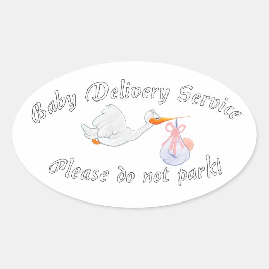 Baby Delivery Service! Please do not park! Midwife 楕円形シール (正面)