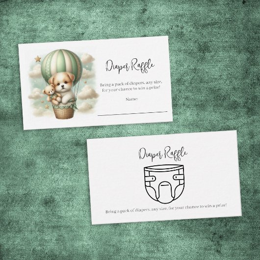 Baby Diaper Raffle Puppy Adventure Hot Air Balloon エンクロージャーカード