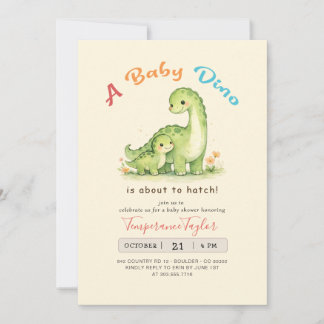 Baby Dino About to Hatch Dinosaur Baby Shower 招待状