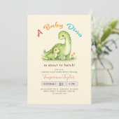 Baby Dino About to Hatch Dinosaur Baby Shower 招待状 (スタンド正面)