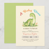 Baby Dino About to Hatch Dinosaur Baby Shower 招待状 (正面/裏面)