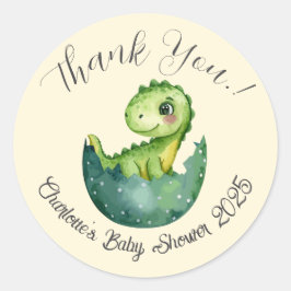Baby Dino Baby Shower Classic Round Sticker ラウンドシール