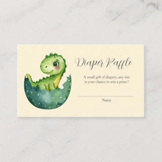 Baby Dino Baby Shower Diaper Raffle Tickets エンクロージャーカード (正面)
