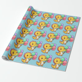 Baby Dino Birthday Gift Wrap ラッピングペーパー
