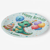 Baby Dino Birthday Party Plates ペーパープレート (アングル)