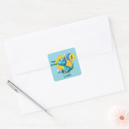 Baby Dino Birthday Sticker スクエアシール