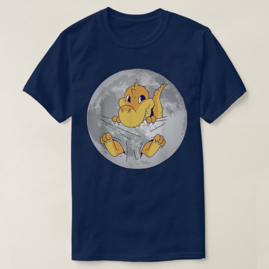 Baby Dino Dinosaur In Space Moon  Tシャツ (デザイン正面)