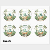 Baby Dino Egg Theme Hatching Soon Stickers ラウンドシール (シート)