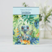 Baby Dinosaur Happy Birthday Special Grandson カード (スタンド正面)