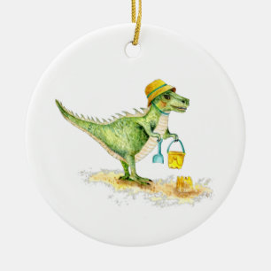 Baby Dinosaur T-Rex on the Beach セラミックオーナメント
