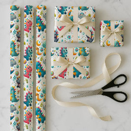 Baby Dinosaur Teal Dino Wrapping Paper Bundle Set ラッピングペーパーシート