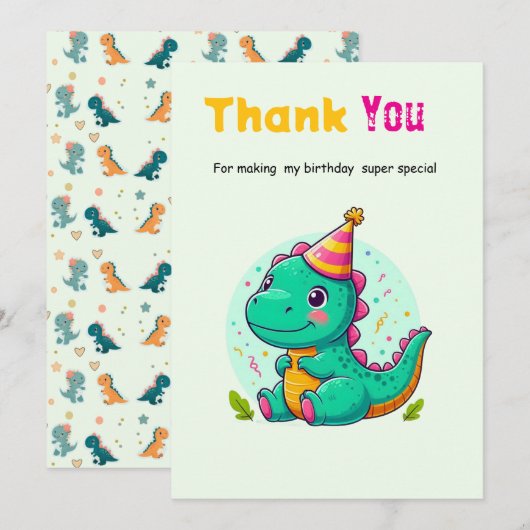 Baby Dinosaur Thank-you Cards サンキューカード (正面/裏面)