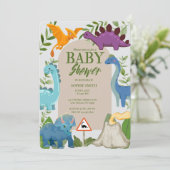 Baby Dinosaurs, Volcano, T-Rex Baby Shower  招待状 (スタンド正面)