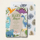Baby Dinosaurs, Volcano, T-Rex Baby Shower  招待状