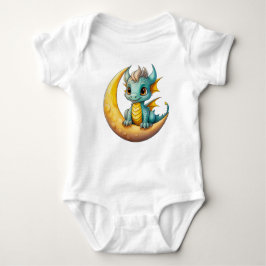 Baby Dragon on the Moon – Fantasy Design for Littl ベビーボディスーツ