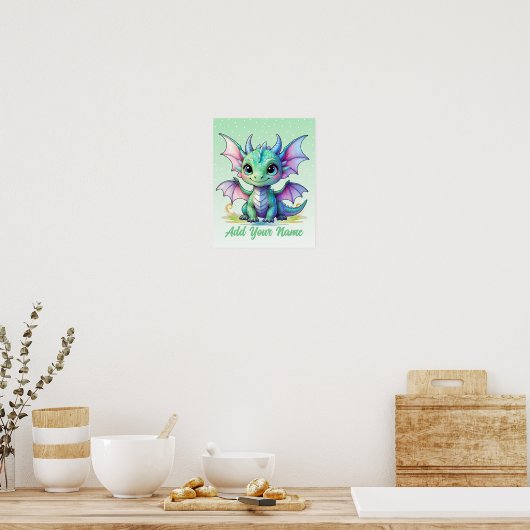 Baby Dragon – Personalized Nursery Art ポスター (キッチン)