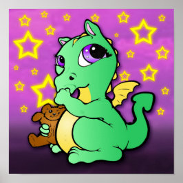 Baby Dragon Sucking Thumb (Green) - Print ポスター