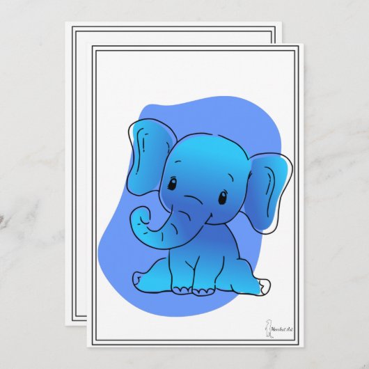 Baby Elefant Karte 招待状 (正面/裏面)
