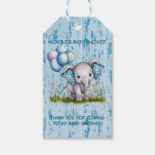 Baby Elephant and Wildflower Boy Baby Shower ギフトタグ (正面)