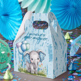 Baby Elephant and Wildflower Boy Baby Shower フェイバーボックス
