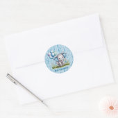 Baby Elephant and Wildflower Boy Baby Shower ラウンドシール (封筒)