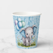 Baby Elephant and Wildflower Boy Baby Shower 紙コップ (裏面)