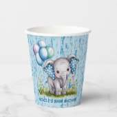 Baby Elephant and Wildflower Boy Baby Shower 紙コップ (正面)