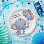 Baby Elephant Balloon Baby Shower Paper Plates  ペーパープレート (パーティー)