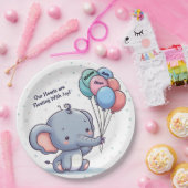 Baby Elephant Balloon Baby Shower Paper Plates  ペーパープレート (パーティー)