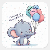 Baby Elephant Balloon Sticker スクエアシール (正面)