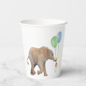 Baby Elephant blue & green balloon Set x16 paper c 紙コップ (裏面)