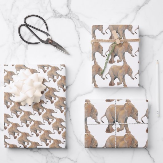 Baby elephant cadeaupapier ラッピングペーパーシート (正面)