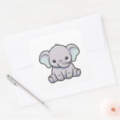 Baby Elephant – Cute Kawaii Illustration スクエアシール (封筒)