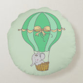 Baby Elephant Flying in Balloon Gender Neutral  ラウンドクッション (裏面)