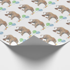 Baby Elephant green & blue balloon Gift Wrapping ラッピングペーパー