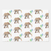 Baby Elephant green & blue balloon Set x3. ラッピングペーパーシート (正面3)