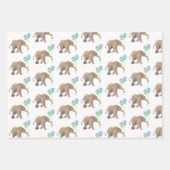 Baby Elephant green & blue balloon Set x3. ラッピングペーパーシート (正面2)