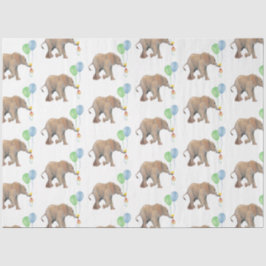 Baby Elephant green & blue balloon Tissue Paper.  薄葉紙