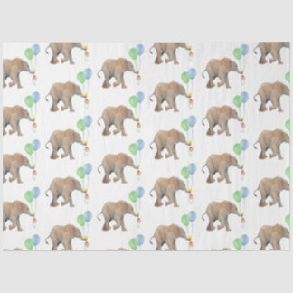 Baby Elephant green & blue balloon Tissue Paper. 薄葉紙