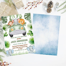 Baby Elephant greenery tropical baby shower  招待状