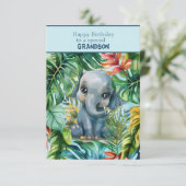 Baby Elephant Happy Birthday Special Grandson カード (スタンド正面)