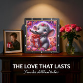 Baby Elephant Heart Gift スクエア壁時計