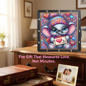 Baby Elephant I Love You スクエア壁時計