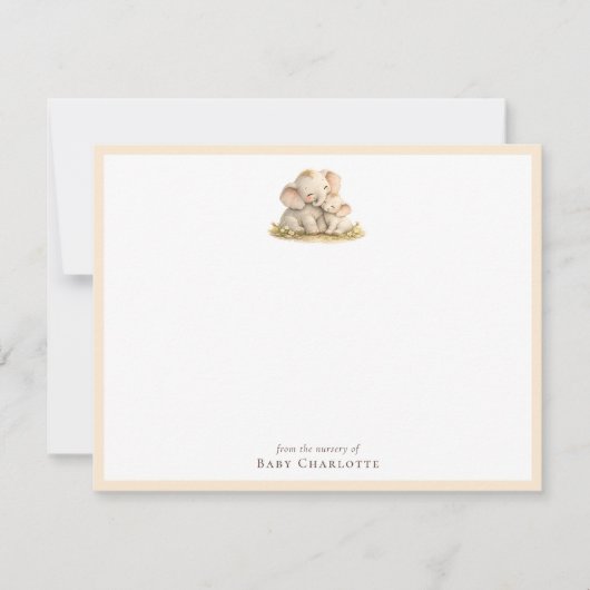 Baby Elephant Nursery Note Card – Personalized ノートカード (正面)