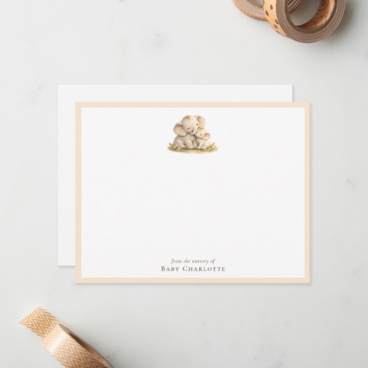 Baby Elephant Nursery Note Card – Personalized ノートカード (正面/裏面インサイチュ)