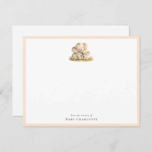 Baby Elephant Nursery Note Card – Personalized ノートカード (正面/裏面)
