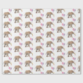 Baby Elephant pink & violet balloon Gift Wrapping ラッピングペーパー (フラット)