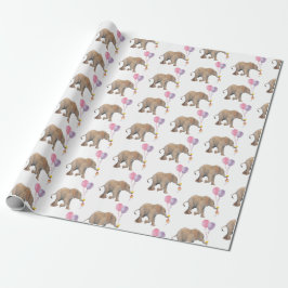 Baby Elephant pink & violet balloon Gift Wrapping ラッピングペーパー