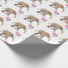 Baby Elephant pink & violet balloon Gift Wrapping ラッピングペーパー